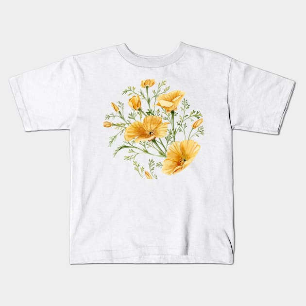 California Poppies Kids T-Shirt by ShealeenLouise